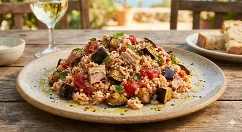 Rice with Aubergines and Tuna