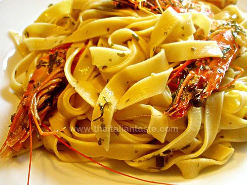 Tagliatelle al kamut con gamberoni