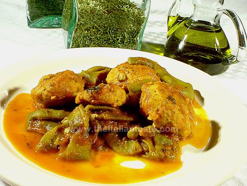 Plaice fishballs with flat beans