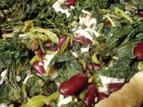 Savory pie with turnip tops