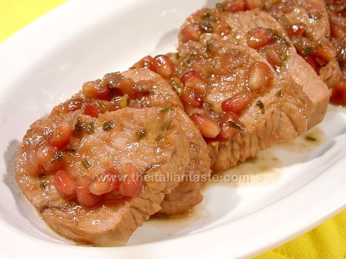 Fesa di tacchino in padella, alla melagrana