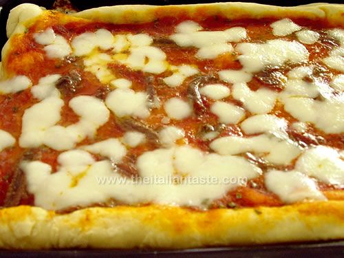 Pizza with mozzarella and anchovies in oil