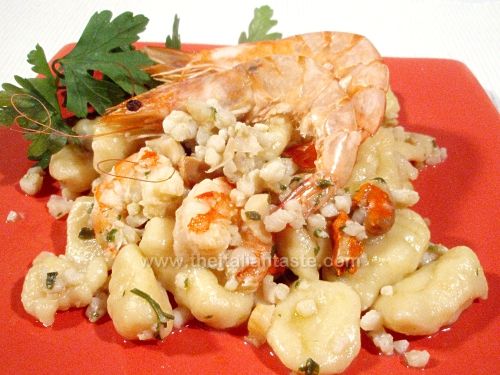 Gnocchi con capesante e mazzancolle