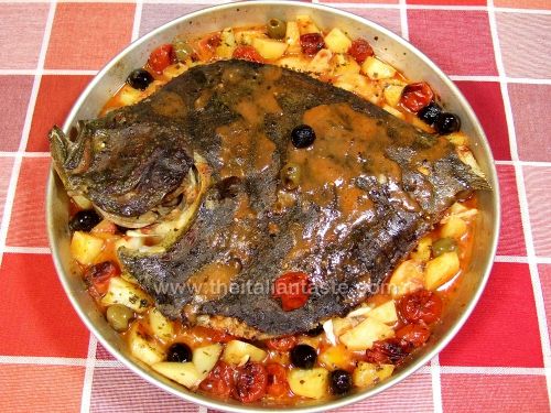Baked turbot