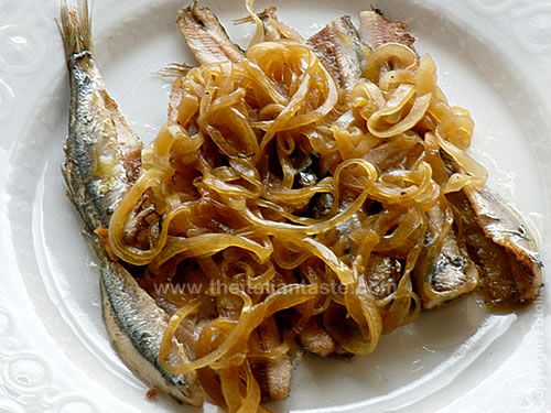 Fried sardines in sweet and sour sauce (saor)