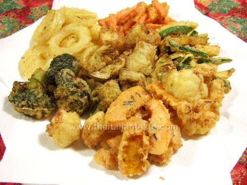 Battered and fried winter vegetables