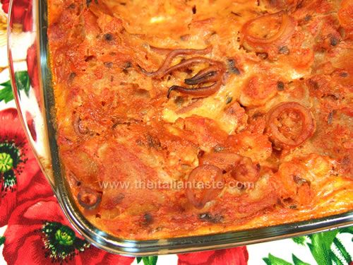 Lasagne with fish sauce