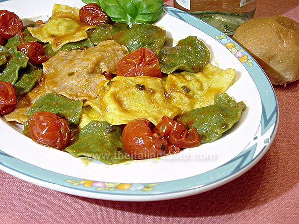 Colored vegetable ravioli