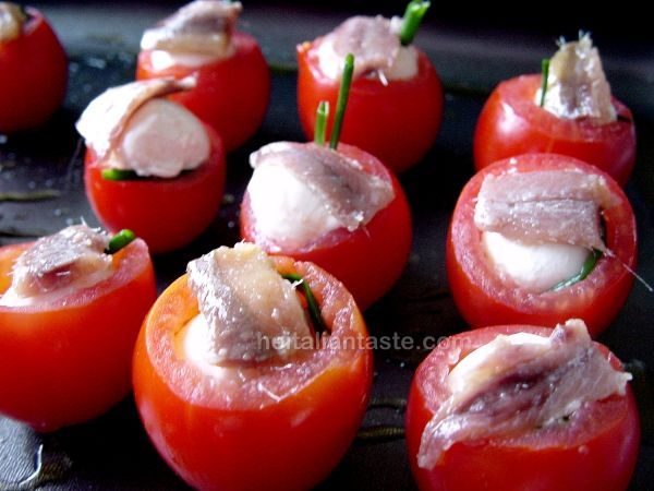 Baked stuffed cherry tomatoes