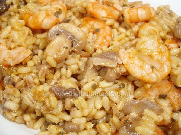 Mushroom-and-prawn risotto