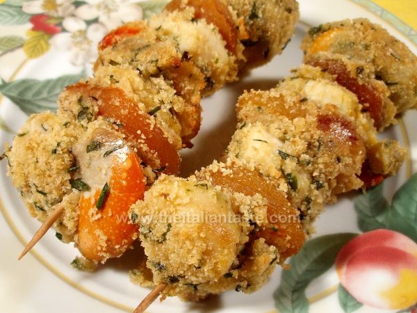 Gratinated scallops with dried apricots