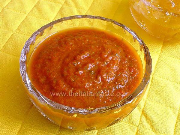 Typical hot red salsa, Piedmont style, to accompany boiled meat.
