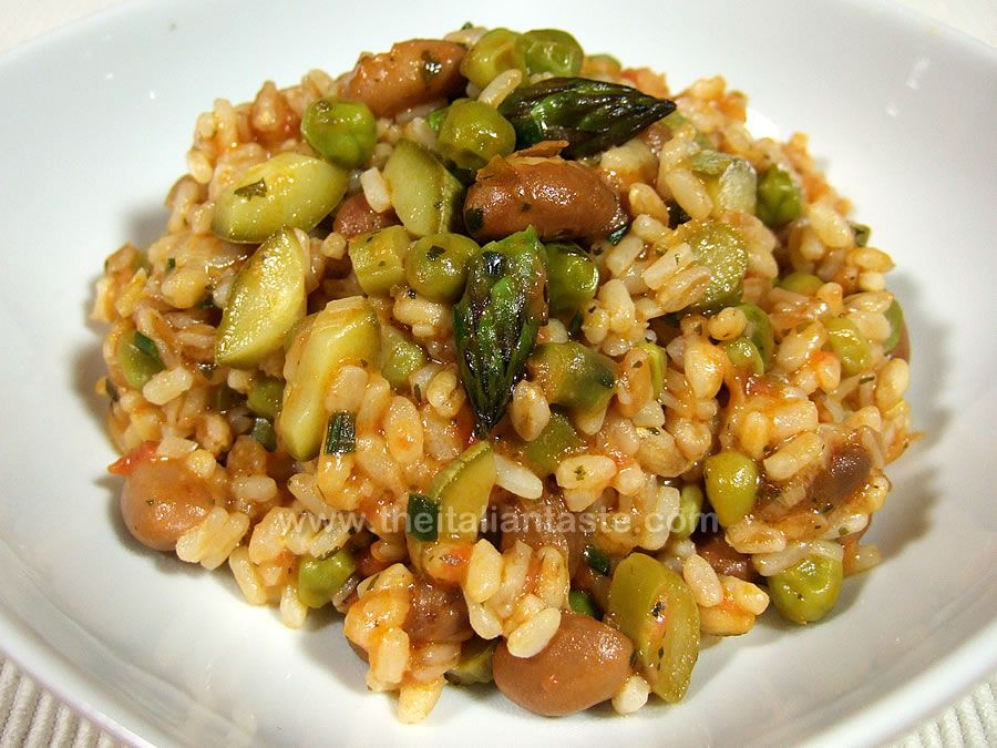 Risotto with legumes and vegetables, Latium-style