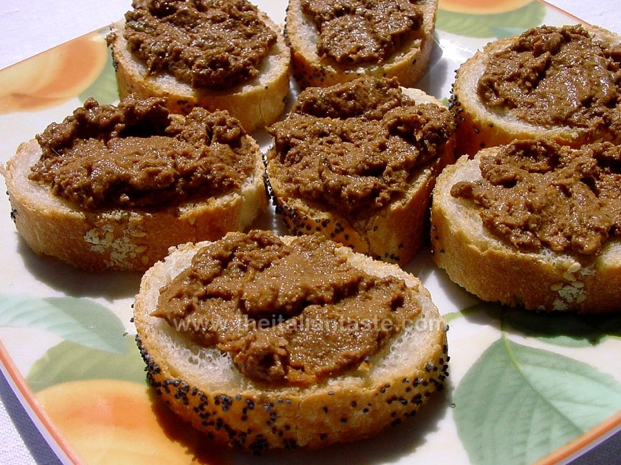 Tuscan crostini or chicken liver & veal spleen on toast