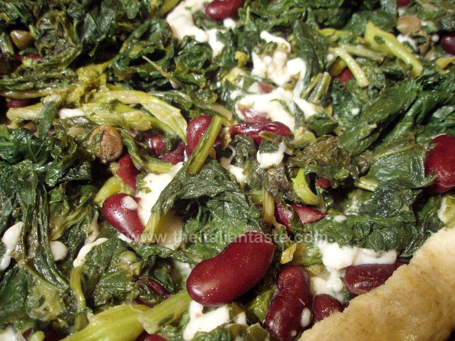 Savory tart with turnip tops