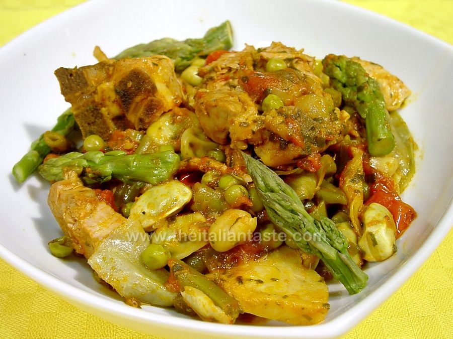 Lamb stew with legumes and vegetables