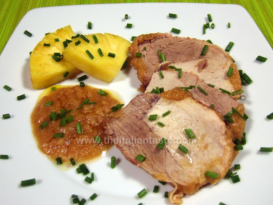 Pot-roast pineapple-flavored pork loin