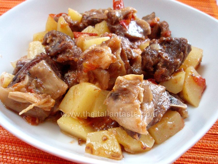 Sheep stew with pecorino and salami